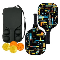 Set di 2 paddle per Pickleball in fibra di carbonio con impugnatura antiscivolo anima a nido d'ape in polipropilene con 4 borse rigide portatili per Pickleball