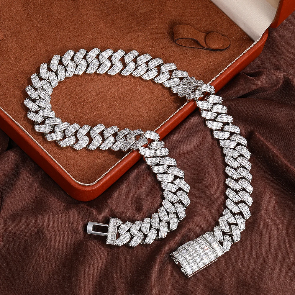 

Paved Baguettecz Cuban Chain Hiphop Necklace Inlaid 5A+ Cubic Zirconia Fashion Hiphop Jewelry Luxury Choker For Men Rapper Rock
