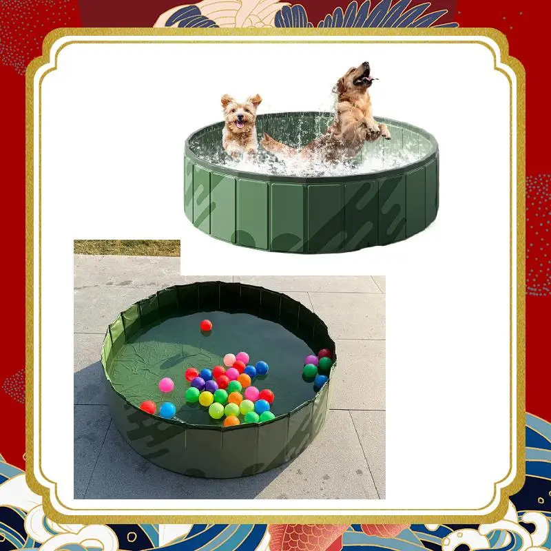 

Pet Pool Foldable Dog Bath Swimming Pool Portable Pet Pool With Drain valve Outdoor Dog Bathing Tub Pet Cleaning Water Basin