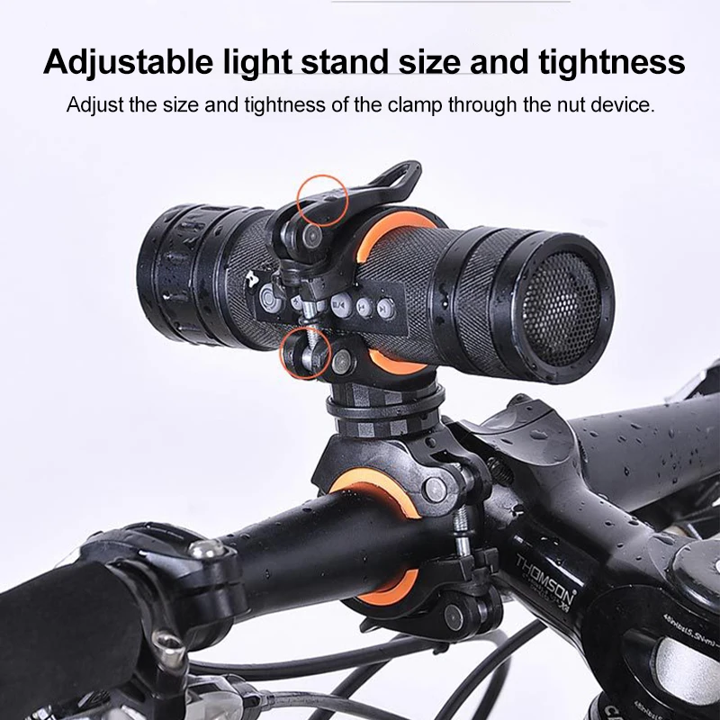 Bicycle Handlebar Light Bracket 360° Rotating Bicycle Clip LED light Flashlight Pump Mounting Frame Bicycle accessories