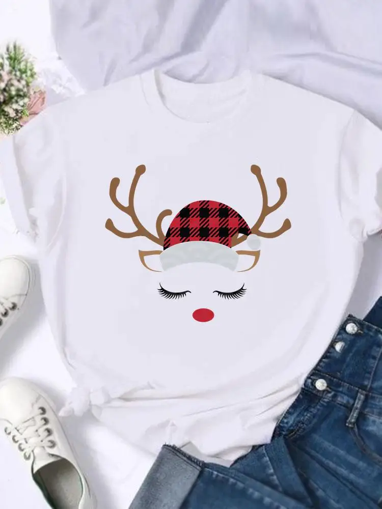 تي شيرت نسائي مطبوع جميل 90s ، عيد ميلاد سعيد ، العام الجديد ، العطلة ، تي شيرت برسومات ، قميص نسائي ، موضة الملابس ، الموضة ، #3