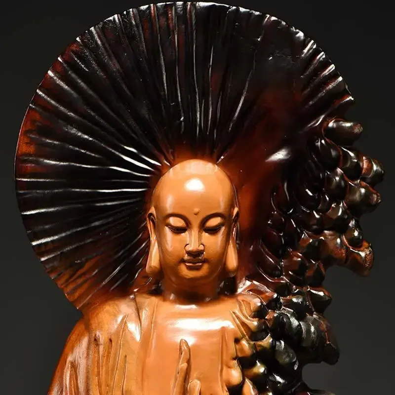 Camphor wood carving Buddha statue Bodhisattva ornament home living room entrance mahogany crafts
