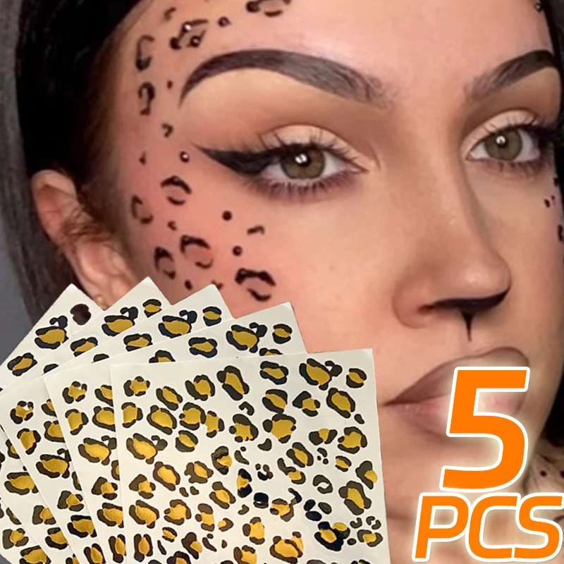 3D Leopard Tattoo Stickers Fashion Waterproof Leopard Print Foil Tattoo Sticker Retro Disposable Temporary Tattoo Sticker Decals