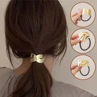 Lazos para el cabello de Metal geométricos a la moda, estilos góticos Punk, puños elásticos para el cabello, coleteros para mujeres y niñas