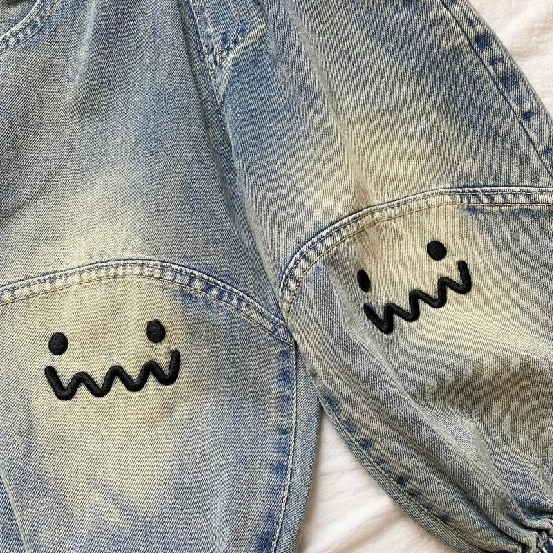 Pantaloni jeans per bambini Pantaloni primaverili e autunnali Pantaloni elasticizzati per ragazzi 2025 Pantaloni per piedi con stampa allentata per bambini nuovi da ragazzo 1 2 3 4 5 6 7 8T