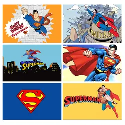 Superhero Superman Photography Backdrop DC Comics Boys Birthday Party Decoration Banner Photo Background Booth Props