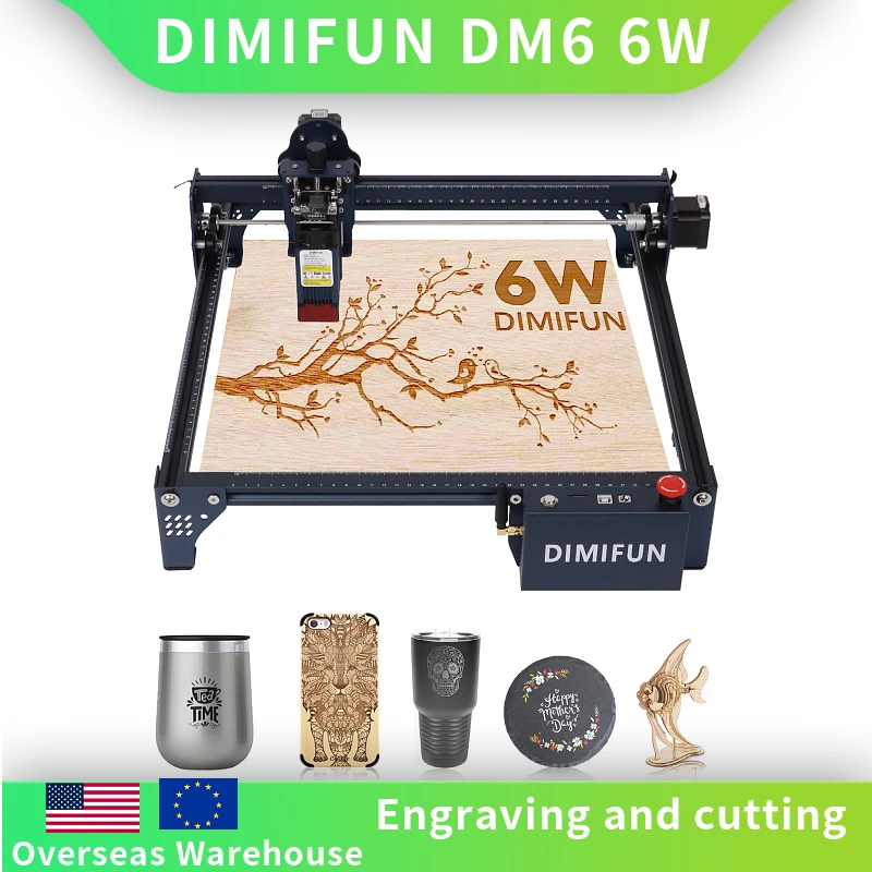 DM6/DIMIFUN Laser Gravur Maschine DM6 6W Laser Schneiden Maschine für Acryl Holzbearbeitung Gravur Maschine WIFI APP