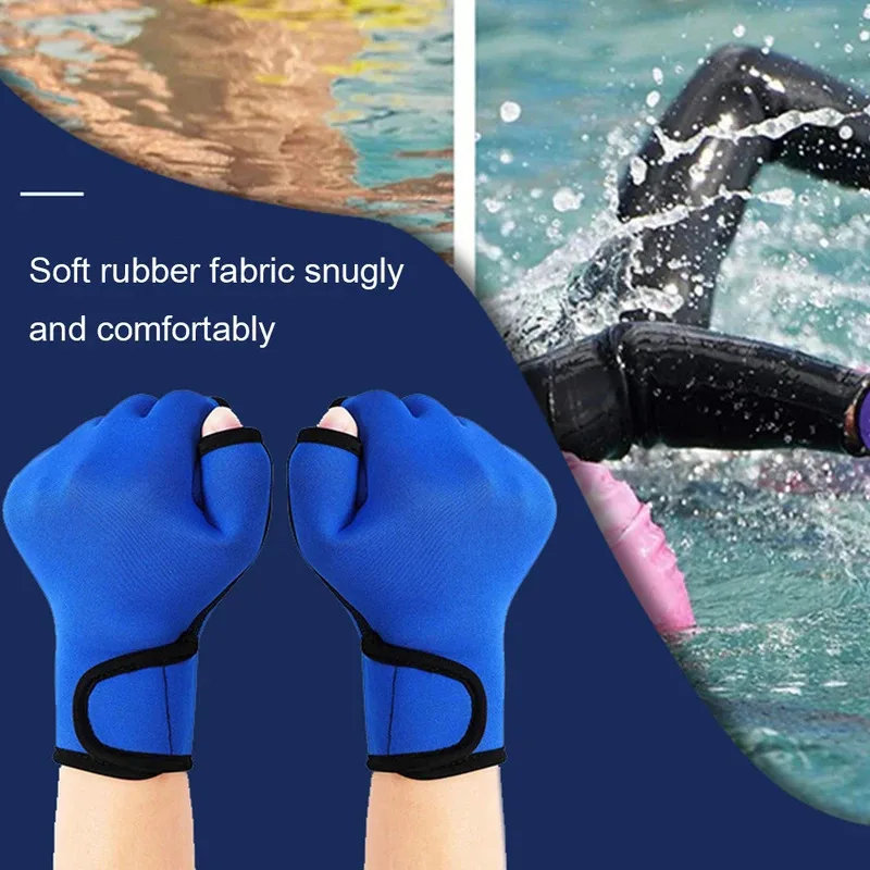 Picture 6: Neoprene Webbed Swimming Gloves Aquatic Fit Swim Paddles Snorkeling Diving Hand Web Water Gloves Half Finger