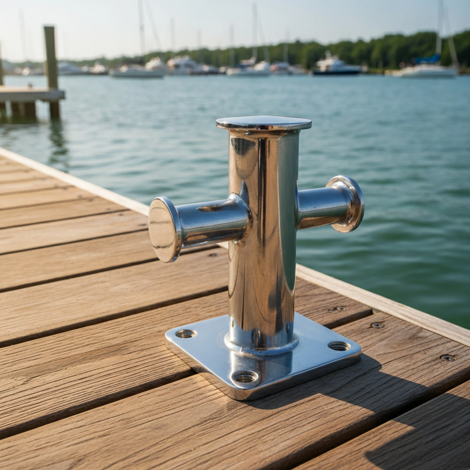 Boat Bollard with Cross Head Mirror Polished Cross Bollard Mooring Cleat Easy to Install Boat Post Compact for Yacht Owners