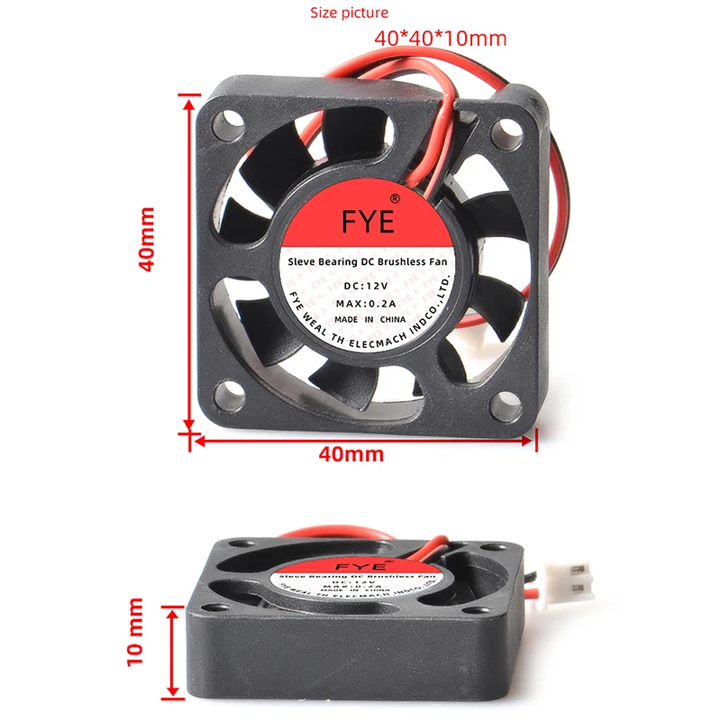 Innovative And Practical For 4010 Oil Bearing Brushless Cooling 2PIN FYE 40mm Black Mute Heat dissipation Fan DC 12V