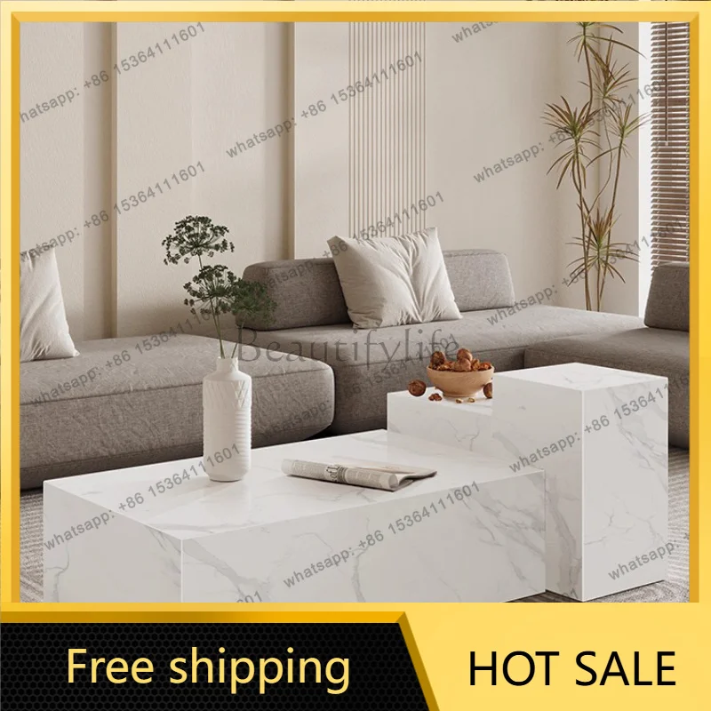 LJY Aesthetic Unique Coffee Table Living Room Accessories Clear Simple Standing Side Table Modern High Quality Mesas Bajas Furni