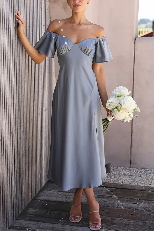 Skinny sexy bh maxi splitjurken voor de zomer damesjurk elegante korte ruchemouwen sexy open rug v-hals hoge taille jurk