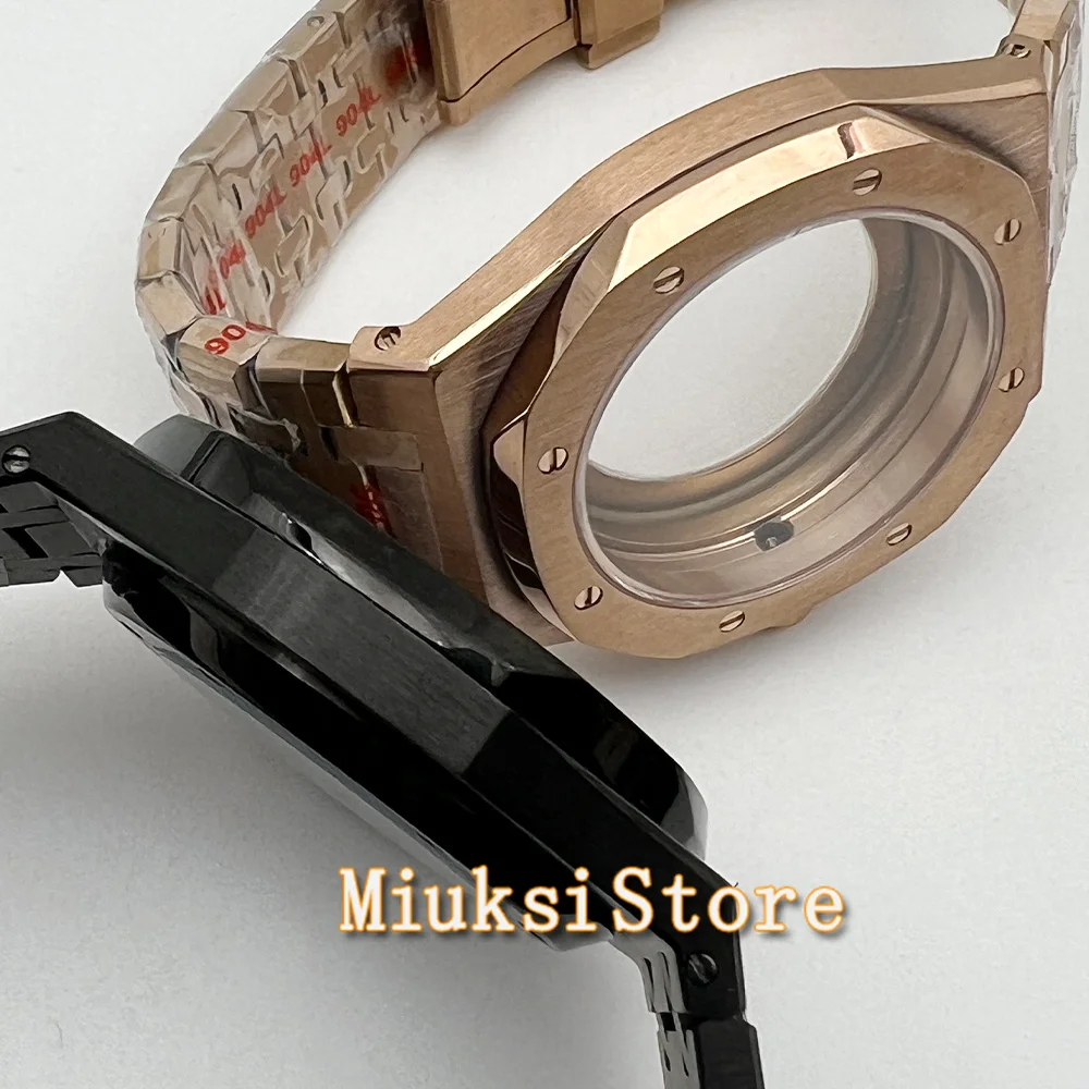 41mm Watch Case silver rosegold black Stainless Steel Sapphire Glass fit NH35 NH36 ETA2824 PT5000 ST2130 Automatic Movement image 3