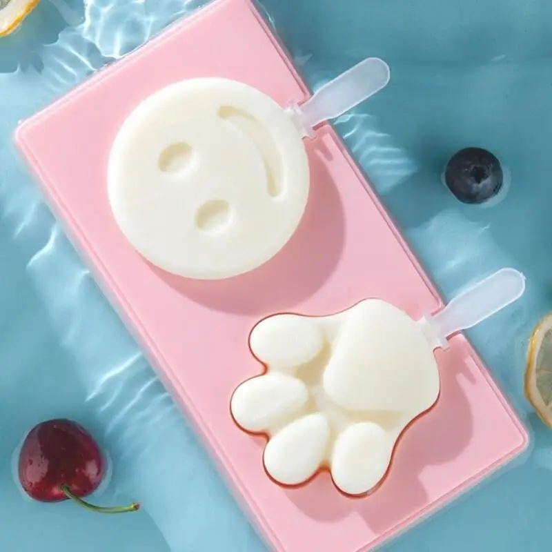 Silicone Ice Cream Mold with Lid and Sticks DIY Popsicle Mould Artifact Fruit Animal Shape High Huality Pastry Mold Kitchen tool