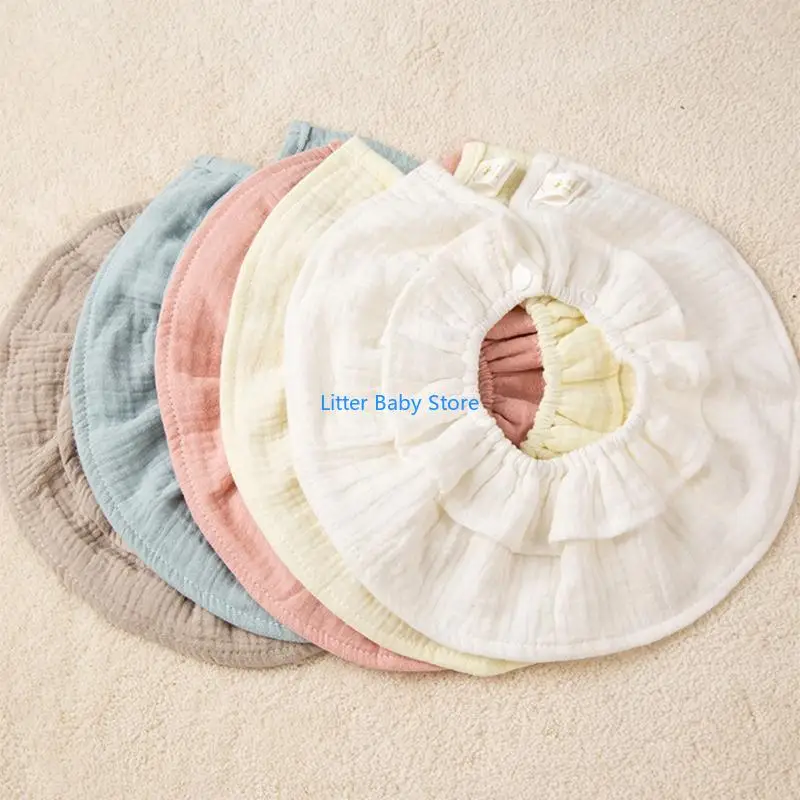 

N80C Baby Feeding Drool Bib Saliva Towel Soft Crepe 360 Degree Rotation Burp Cloth Collar Decoration Scarf for Newborn