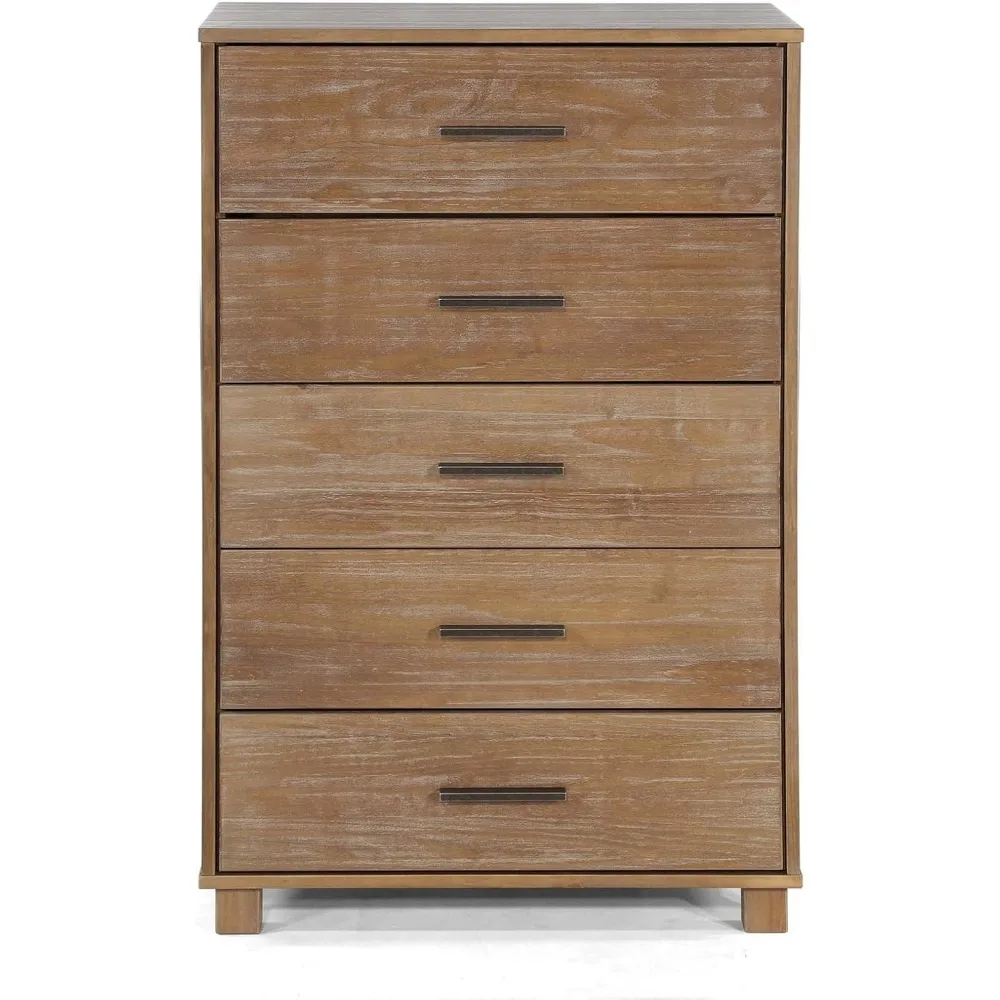 Wood Grain Furniture Loft Dresser Chest of Drawers, Weathered Pine Finish, Suitable for Living Room, Bedroom, Hallway