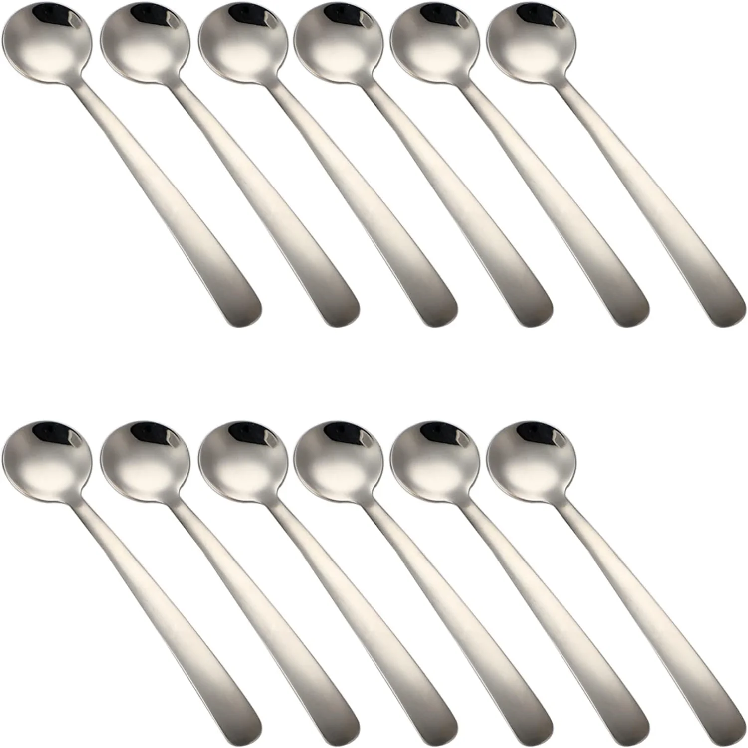 12-Piece Demitasse Espresso Spoons, 304 Stainless Steel Tea Spoon, 4 Inch Mini Round Coffee Spoons Teaspoons Set for Sugar Desse