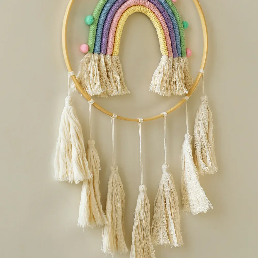 Hand-woven Tassel Rainbow Tapestry Bohemian Souvenir Hand-woven Tassel Rainbow Tapestry Simple B&B Home Living Room Wall Pendant