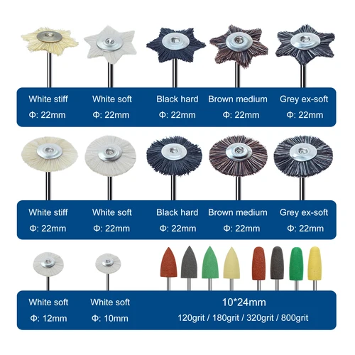 Imagen 2 del producto 50 unids/set Kit de pulido de laboratorio Dental HP Kit de cepillo Buff fresas de Zirconia cepillo pulido herramientas de laboratorio de dentista