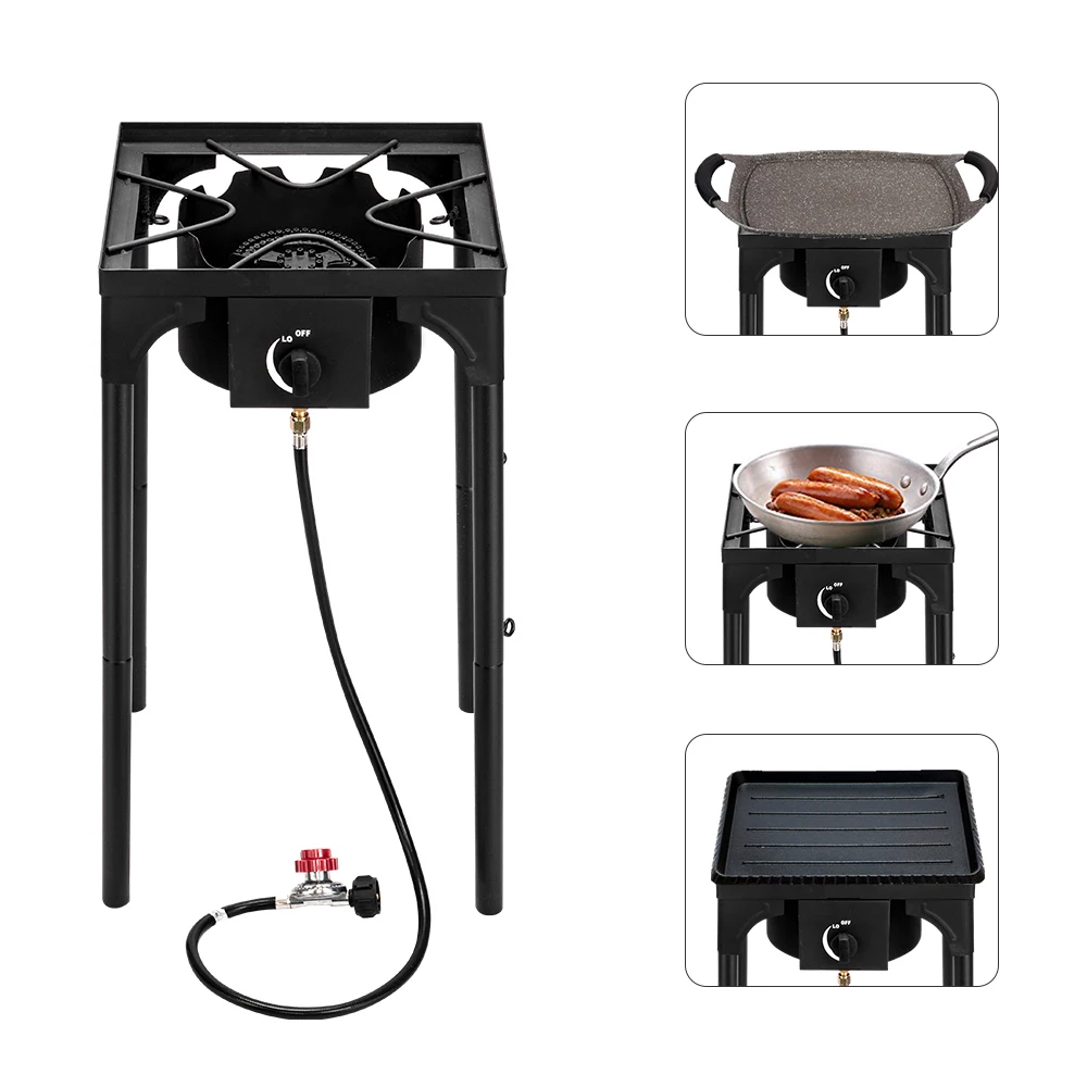 Fornello a Gas bruciatore quadrato un occhio quattro gambe 75000Btu senza Gas per campeggio all'aperto escursionismo picnic Barbecue cottura