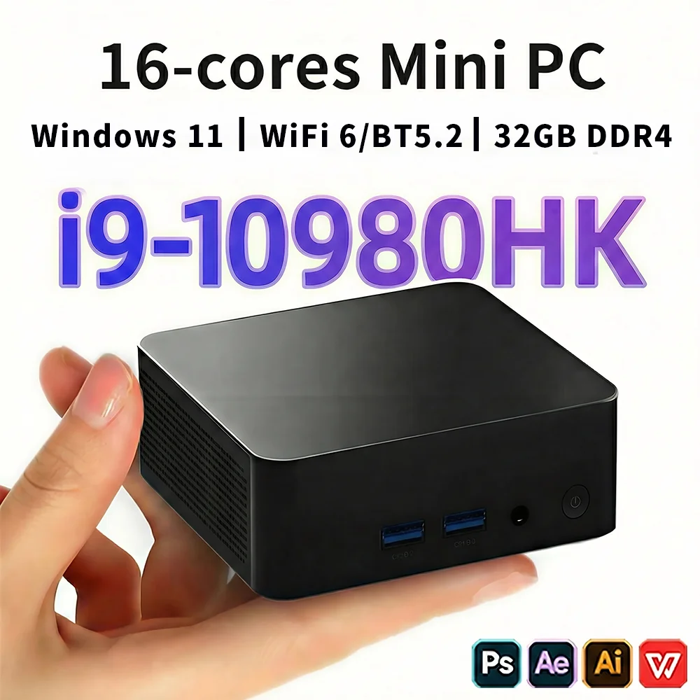 

2026 Mini PC Core i9-10980HK Windows 11 Pro Desktop PC Gaming Computer 16GB/32GB DDR4 512GB/1TB SSD WiFi6 BT5.2 4K Pc Desktop
