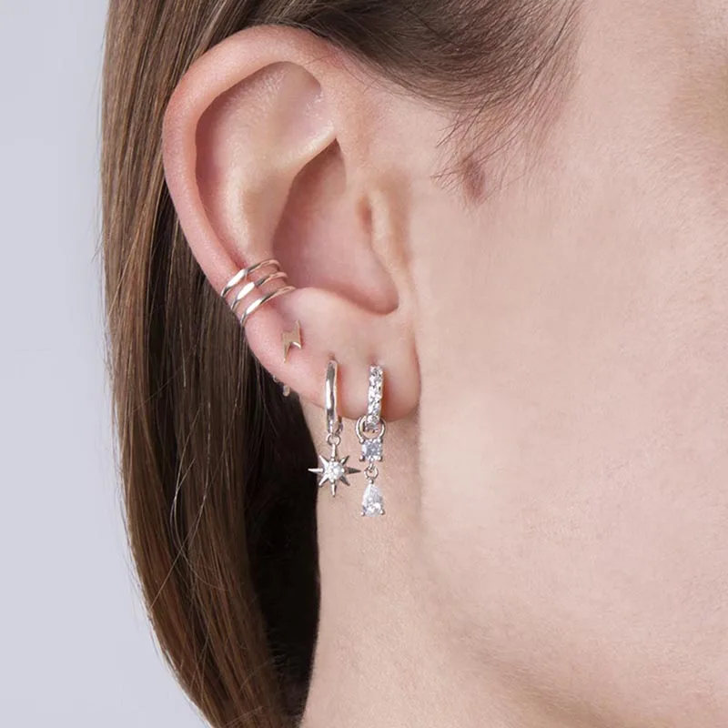 Ohrnadel aus 925er-Sterlingsilber, modische Creolen, weißer Kristall, luxuriöse Damen-Silberohrringe, Hochzeit, Damenschmuck, Geschenk – Detail 11