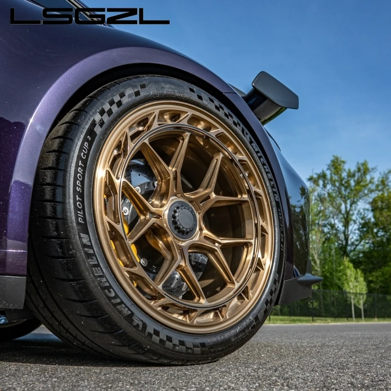 LSGZL Concave Monoforged Wheels Brushed Multi-Spoke Passenger Car Wheels 5x114.3 5x112 5x120 for Audi BMW M2/M3/M4/X5/X6 Mustang