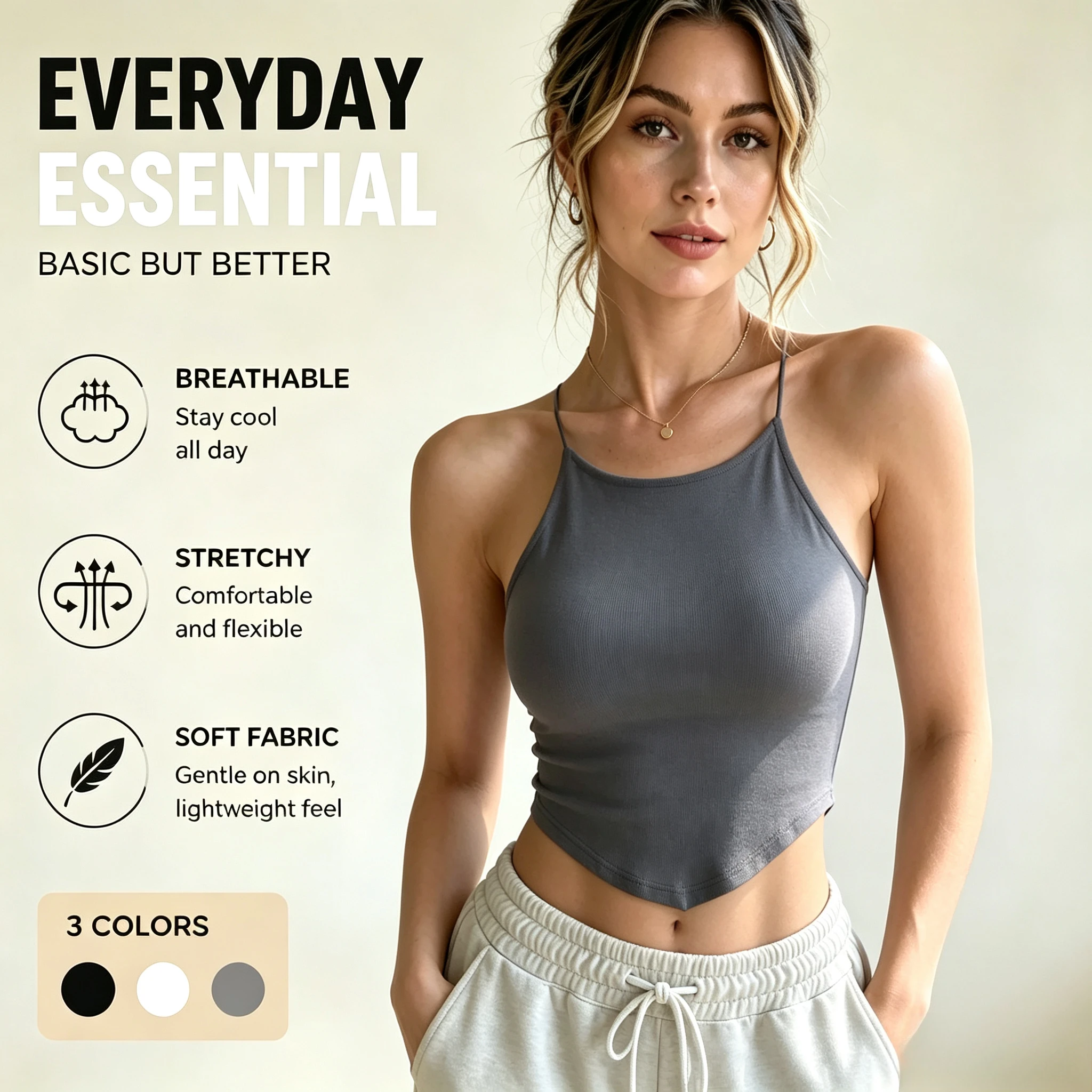 Women 2026 Summer Korean Sexy Sleeveless Halter Crop Top Lace Up Tie Back Vest Fixed Cup Built In Bra Beach Party Daily Outfit