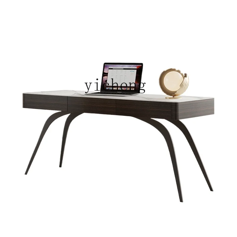 

Tqh Desk Modern Simple Small Apartment Home Bedroom Stone Plate Study Desk Single Shelf Computer Desk