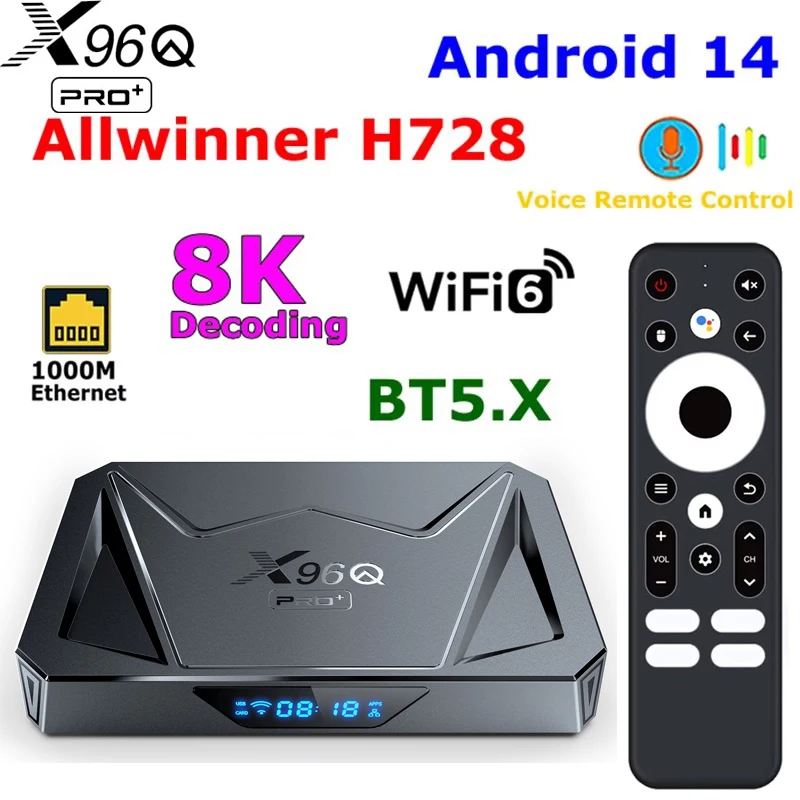 2024 X96Q PRO+ Android 14 TV Box Allwinner H728 4GB 32GB 4K 8K Video Decoding BT5.X Wifi6 1000M LAN Media Player Smart TVBox