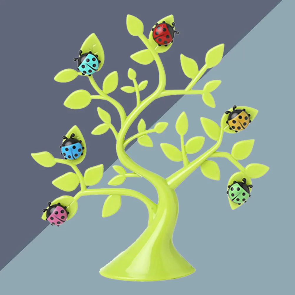 Creative Ladybug Shape Magnets on Tree Frame Magnetic Note Holder for Photos Postcards Messages Home Office Refrigerator