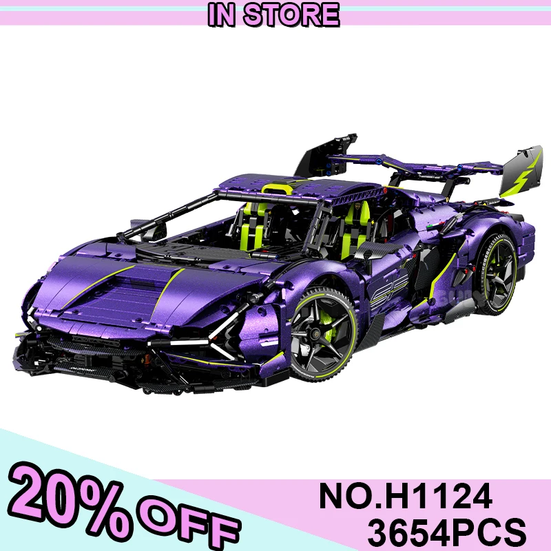 GULY 10635 LAMBO 1:8 MOC techniczne wyścigi RC klocki montaż Supercar cegły zabawki modele dla dzieci prezent na boże narodzenie