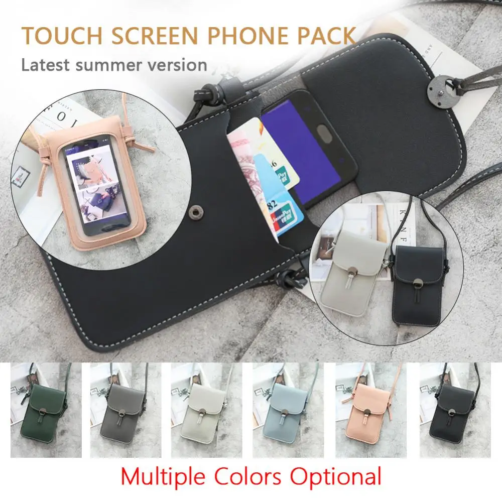 Transparent Touch Screen Retro Simple Mobile Phone Bag Women PU Chain Messenger Bags Small Flap Bag Mini Shoulder Bag