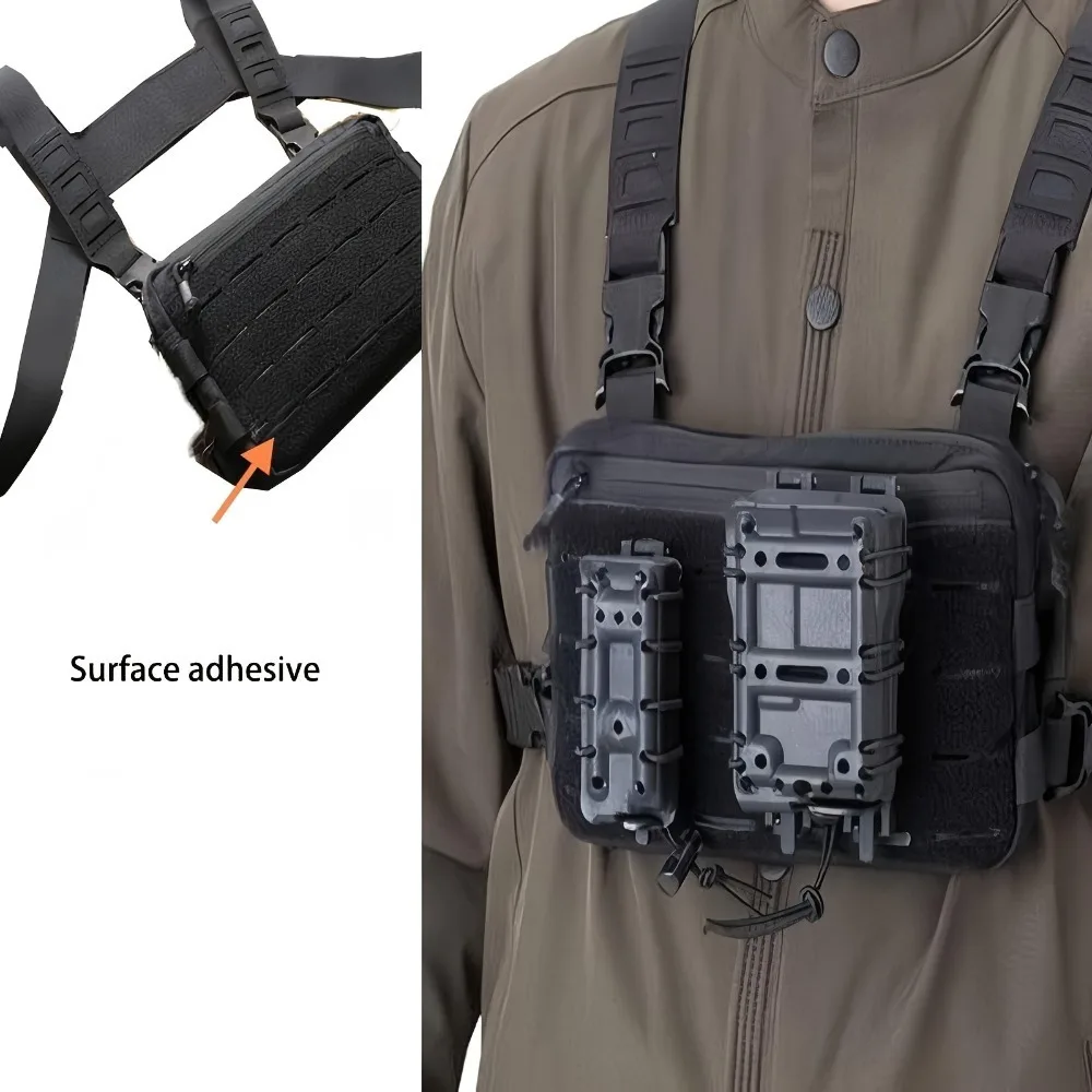 

Tactical Running Chest Bag Vest Molle System - Multi-Compartment Chest Pouch With Robust Zipper For Oudoor Hunting/Camping Gear