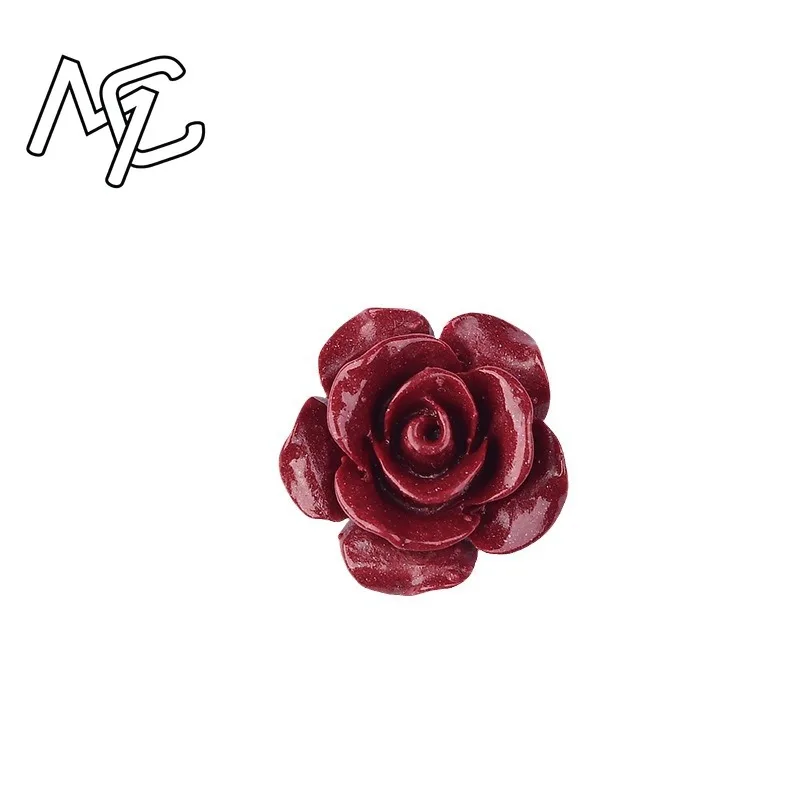 Wholesale 10pc Fashion Cinnabar Jade Rose Flower Beads DIY Earrings Bracelets Jewellery Chinese Healing Women Man Luck Gifts view 5