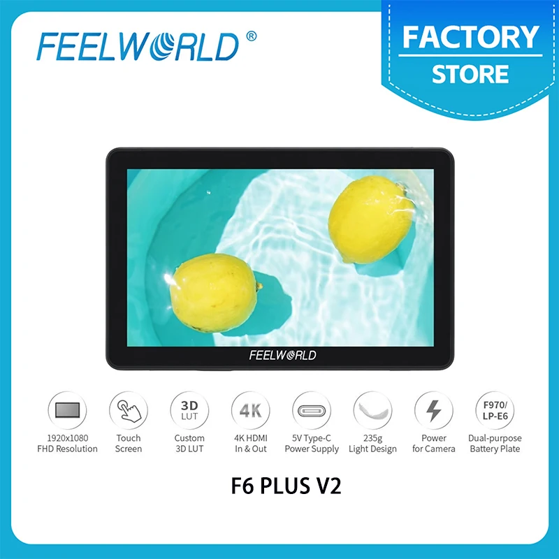 

FEELWORLD F6 PLUS V2 6 Inch Touch Camera Monitor FHD IPS HDMI Input Output