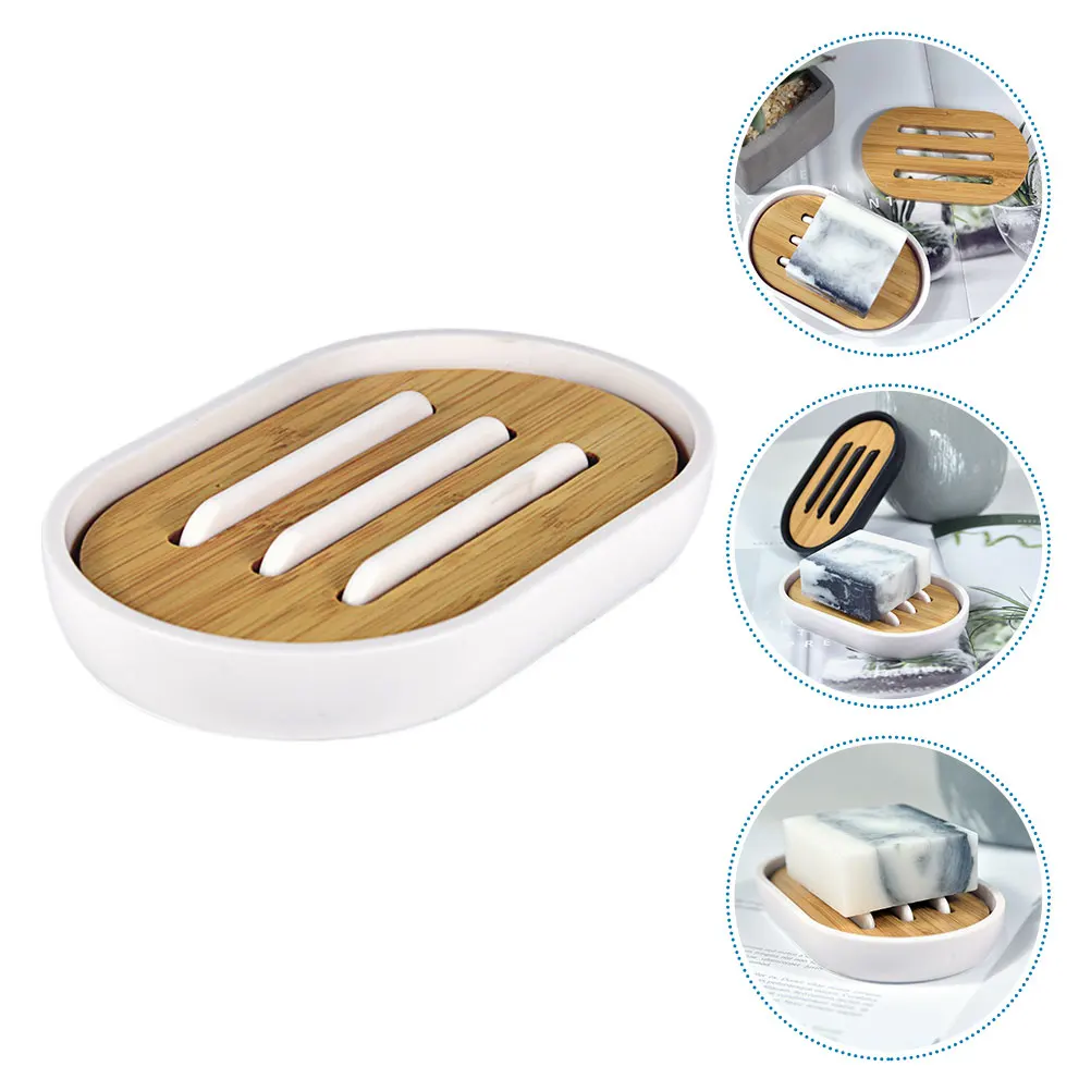 

Bamboo Soap Dish Drying Box Household Container Bathroom Wooden Tray Bar Holder High Quality Hollow Design Keep Soap Dry