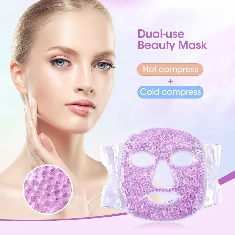 

Ice Cold and Hot Heat Full Face Beauty Mask Reuse Hollow Ice Compress Mask Facial Cooling Eliminate Edema Relieve Fatigue