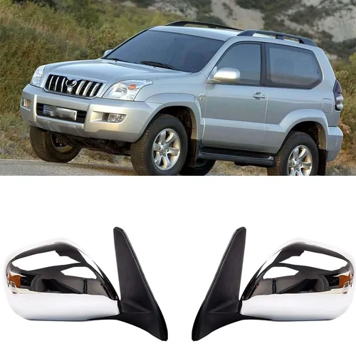 Conjunto de espejo retrovisor lateral plegable eléctrico cromado de 5 pines para Toyota Land Cruiser Prado 120 FJ120 LC120 2003-2009