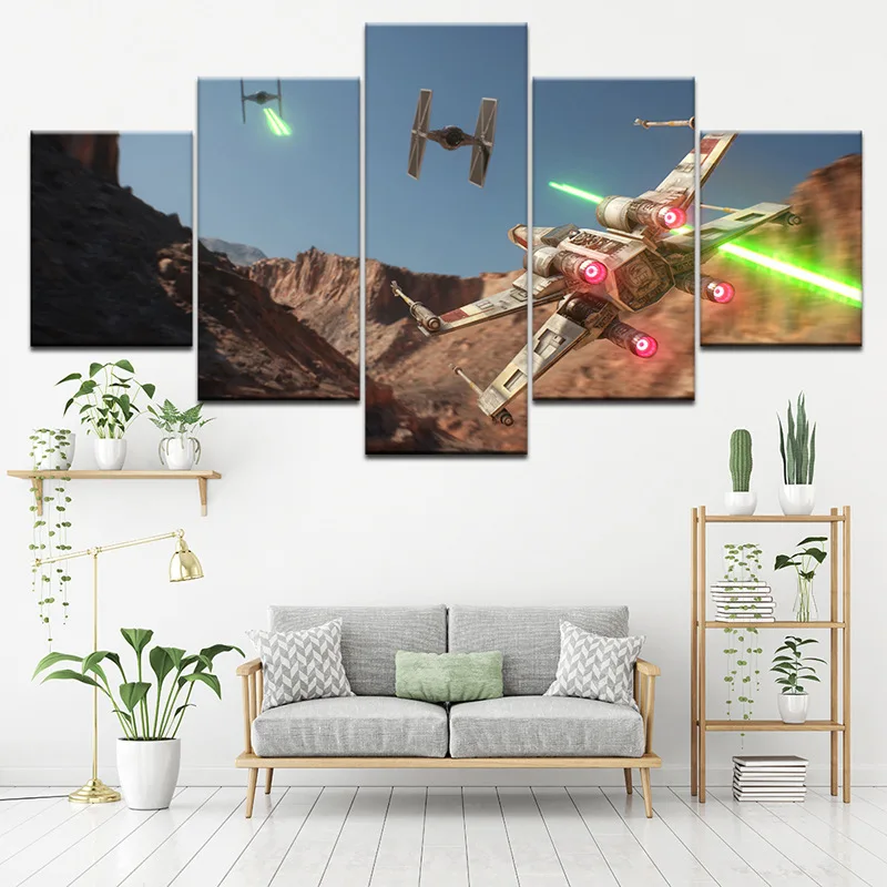 High definition decorative paintings, printed posters, 5-link spaceship planet home decoration paintings, war posters