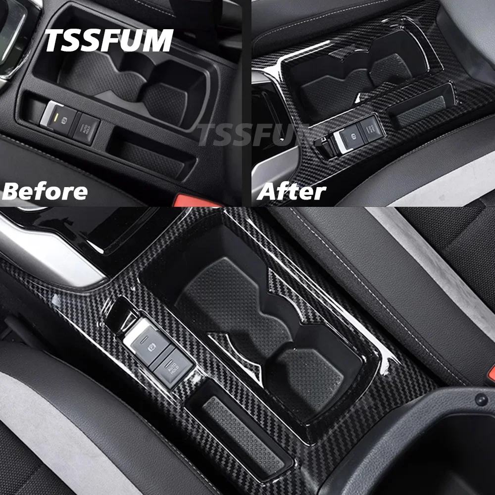 Car Interior Carbon Fiber Sticker Center Control Gear Shift Panel Cover for VW T-Roc R Rline 2018 2019 2020 2021 2022 2023 2024