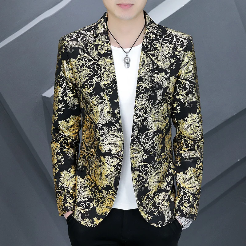 

Мужской костюм с принтом, весна-осень 2026, новый, высококачественный, приталенный, модный, трендовый пиджак, удобный повседневный костюм-жакет