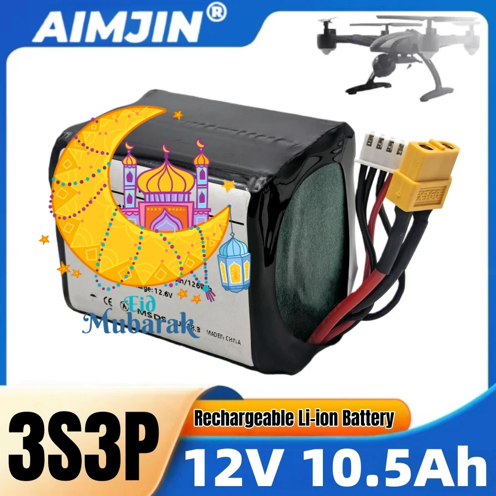 12V 10500mAh Li-ion 3S3P Battery for Parrot Disco Various RC Airplane Quadrotor 12.6V High Capacity UAV