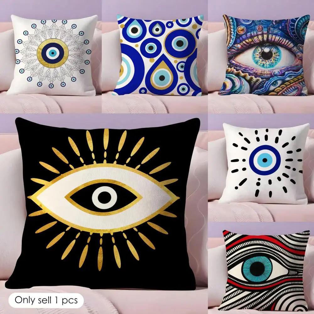 

Evil Eye Black Art Cushion Cover Short Plush Soft Double-Sided Printing Pillow Case Cozy Sofa Bedroom Home Decor Gift