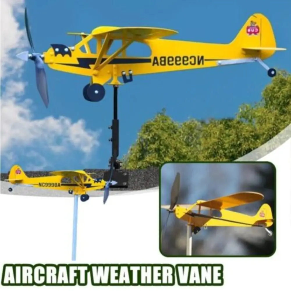 Weather Vane Airplane Weathervane Wind Direction Compass Pipe Airplane Weathervane Windmill 3D Outdoor