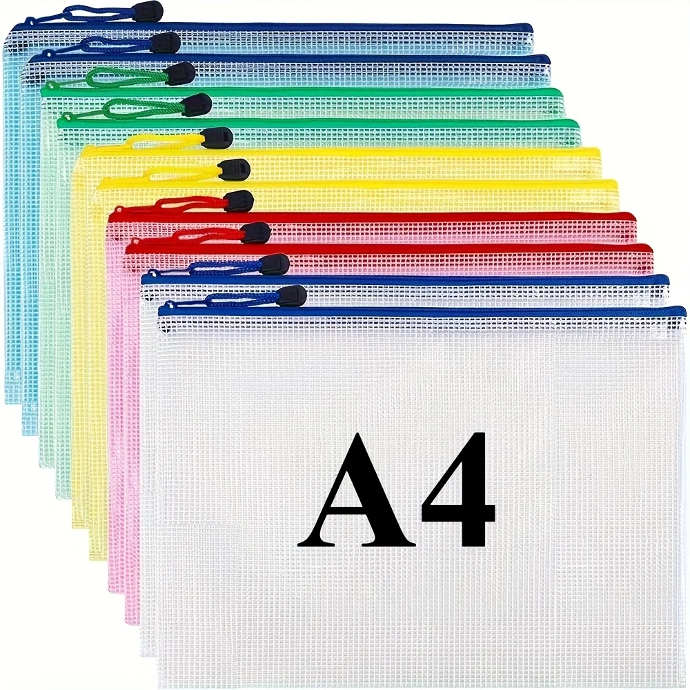 

A4 Waterproof PVC Art Storage Bag with Zipper, Extra Large Capacity Data and Drawing Organizer with Color Grid Design