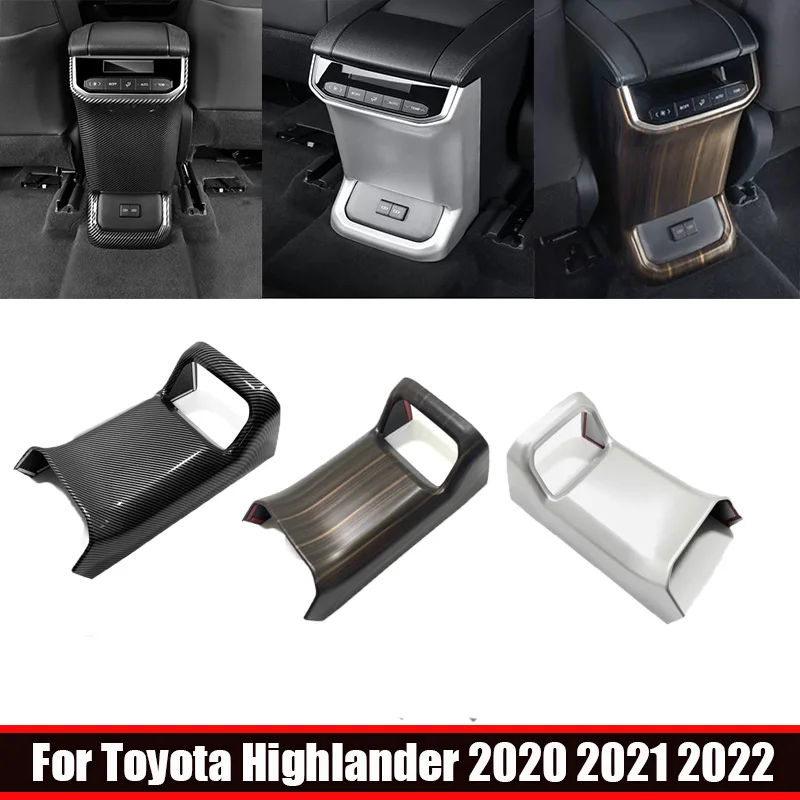 For Toyota Highlander XU70 2020-2022 2023 Hybrid Rear Air Condition Vent Outlet Frame back Anti kick board USB Cover Sticker