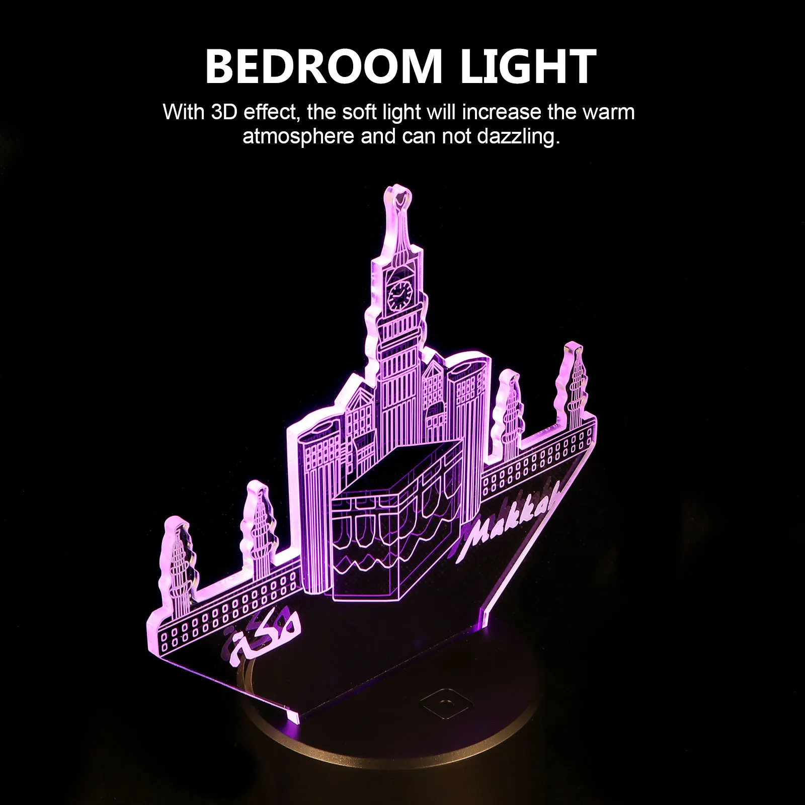 

3D Night Light Bedroom Lamp Creative Eid Gift Removable USB Decor Plastic Craft Warm Atmosphere Gaming Room Small