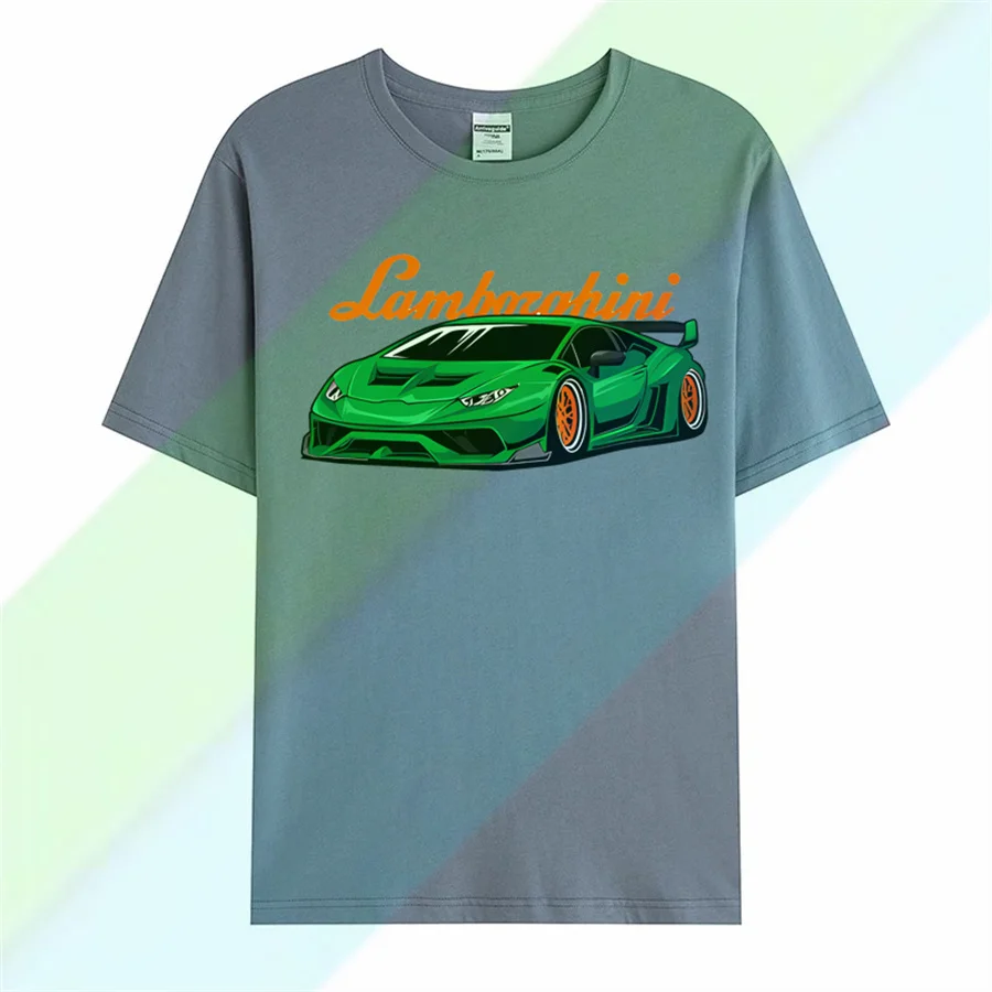 2024 Lamborghini Supercar Enthusiast T-shirt Pattern Summer Short Sleeve 100% Cotton S-3XL Cool Street Clothing T-shirt