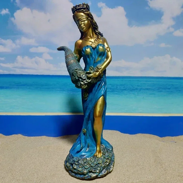 Greek Wealth Goddess Fortuna Figurine Lucky Fortune Sculpture Home Decor Mythological Figure Ornaments Gift